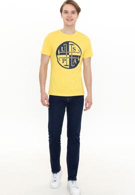 Erkek Açık Sarı Bisiklet Yaka Tişört - 50247330150