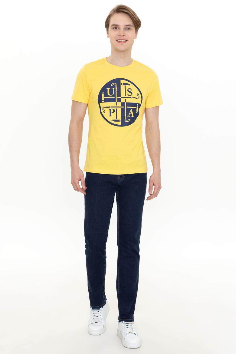 Erkek Açık Sarı Bisiklet Yaka Tişört - 50247330150