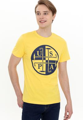 Erkek Açık Sarı Bisiklet Yaka Tişört - 50247330150