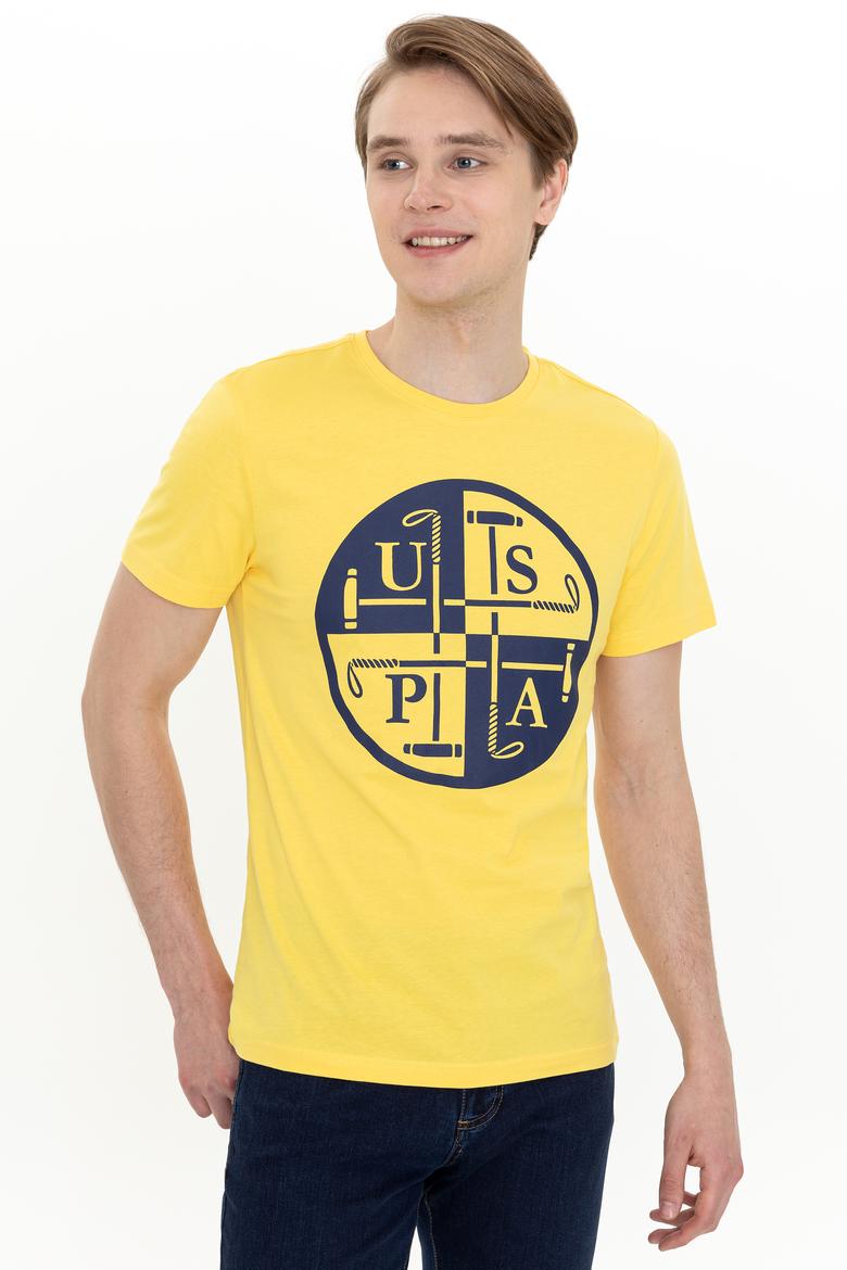 Erkek Açık Sarı Bisiklet Yaka Tişört - 50247330150