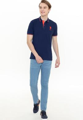 Erkek Lacivert Polo Yaka Basic Tişört - 50247371031