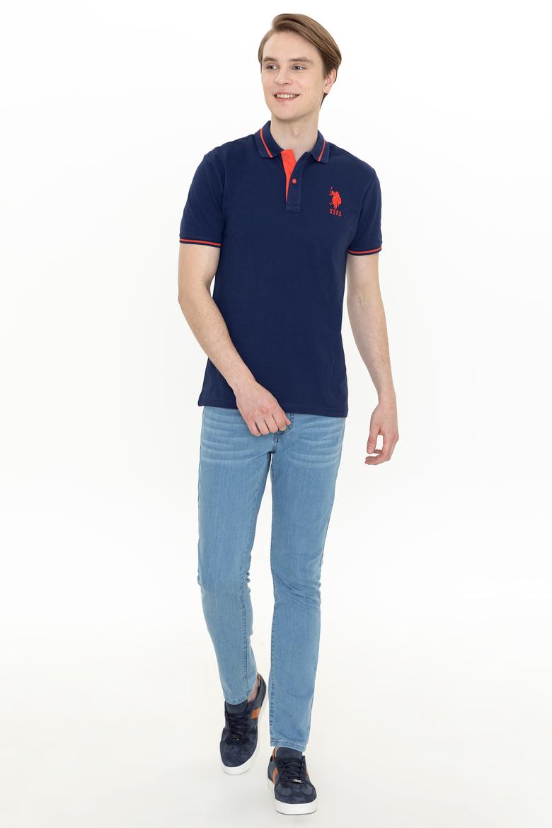 Erkek Lacivert Polo Yaka Basic Tişört - 50247371031