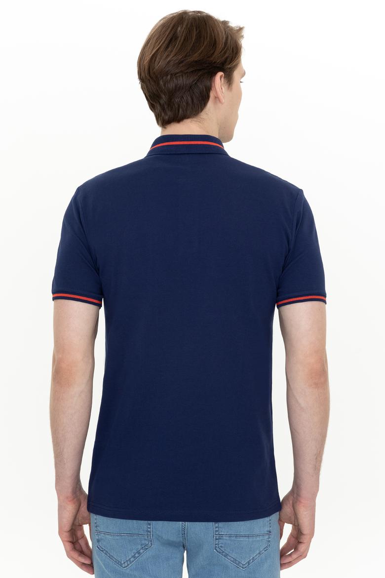 Erkek Lacivert Polo Yaka Basic Tişört - 50247371031