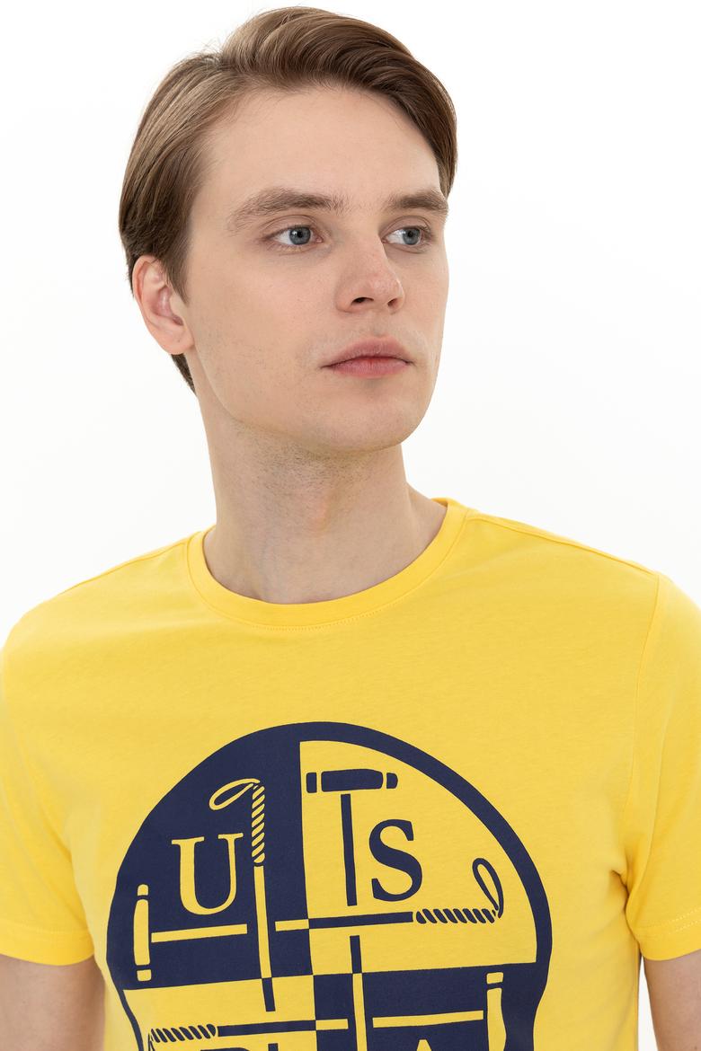Erkek Açık Sarı Bisiklet Yaka Tişört - 50247330150