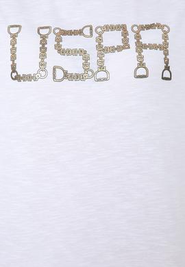 Kadın Beyaz Bisiklet Yaka Crop Tişört - 50249014015