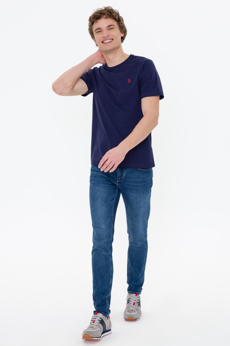 Erkek Lacivert Bisiklet Yaka Basic T-Shirt - 50249144016