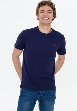 Erkek Lacivert Bisiklet Yaka Basic T-Shirt - 50249144016