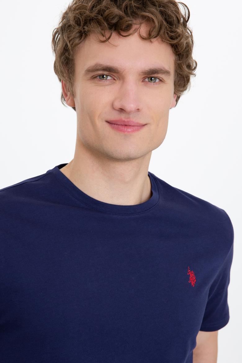 Erkek Lacivert Bisiklet Yaka Basic T-Shirt - 50249144016