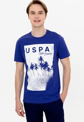 Erkek Mavi Bisiklet Yaka Tişört - 50246118058