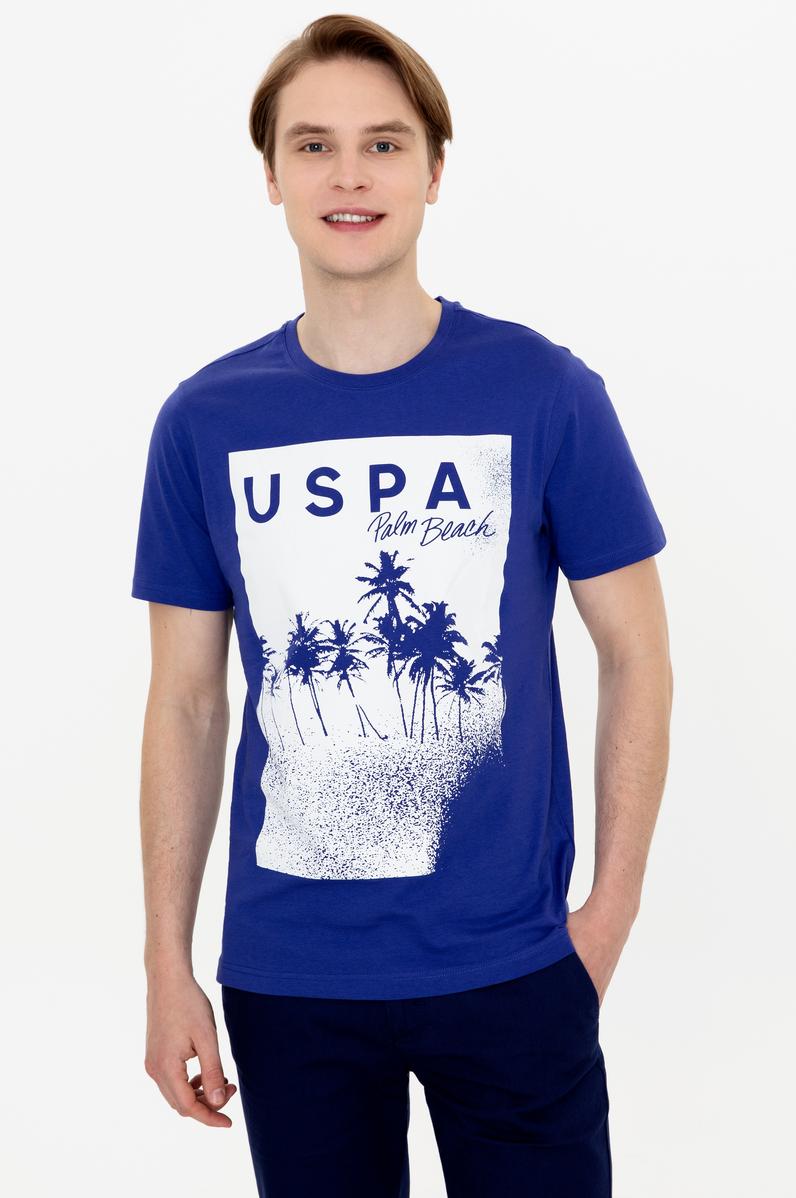 Erkek Mavi Bisiklet Yaka Tişört