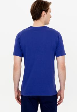 Erkek Mavi Bisiklet Yaka Tişört - 50246118058