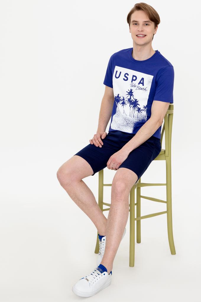 Erkek Mavi Bisiklet Yaka Tişört