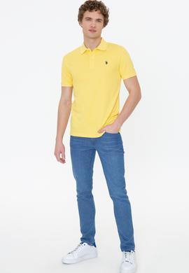 Erkek Açık Sarı Basic Polo Yaka Tişört - 50249149020