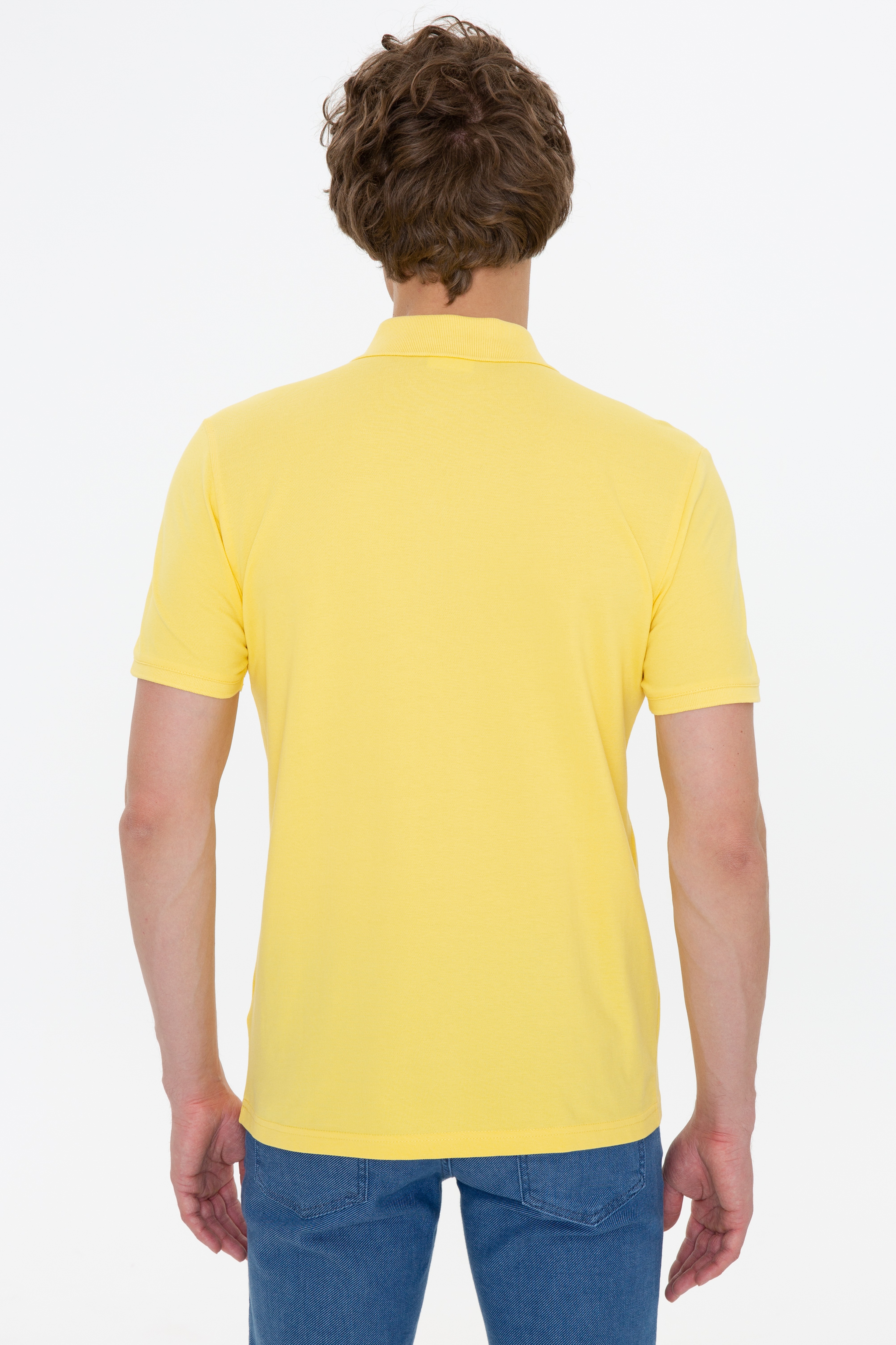 Erkek Açık Sarı Basic Polo Yaka Tişört