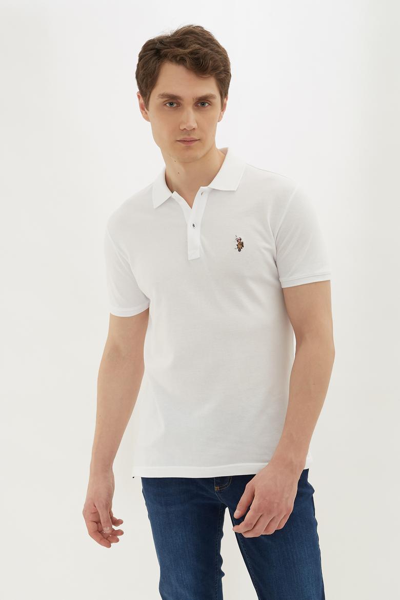 Erkek Beyaz Polo Yaka T-Shirt Basic