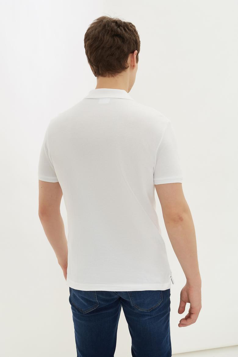 Erkek Beyaz Polo Yaka T-Shirt Basic - 50232310024