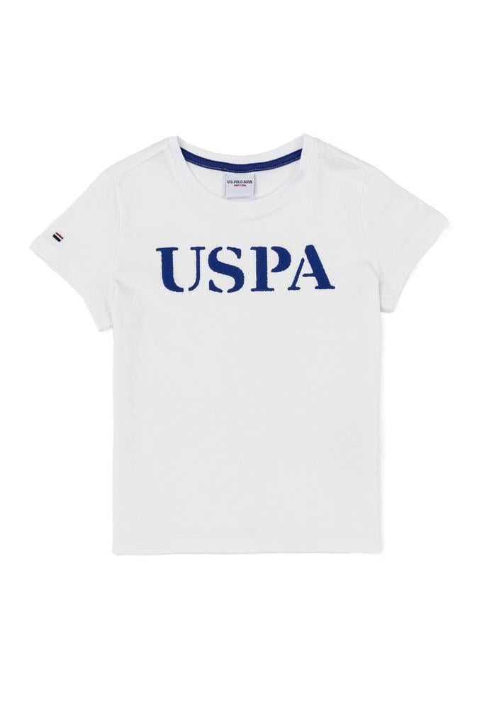 Erkek Çocuk Beyaz Bisiklet Yaka Tişört