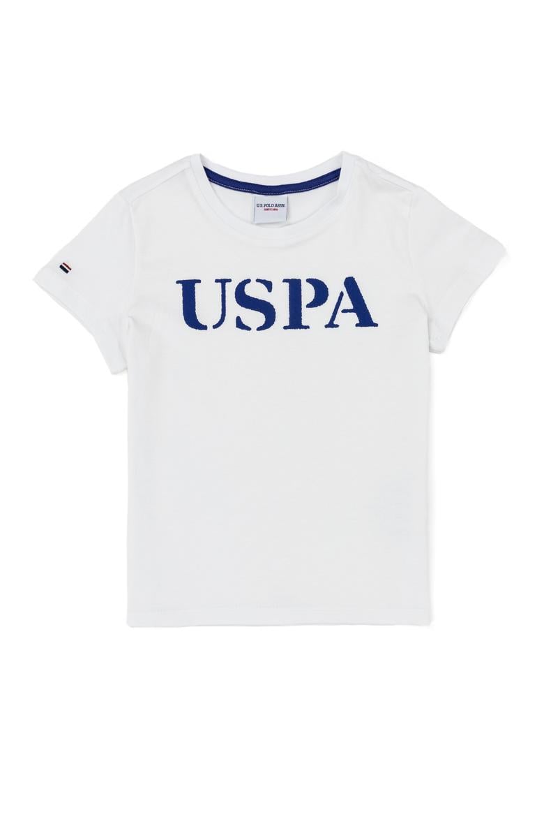 Erkek Çocuk Beyaz Bisiklet Yaka Tişört