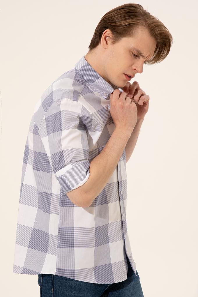 Erkek Mavi Uzun Kollu Gömlek