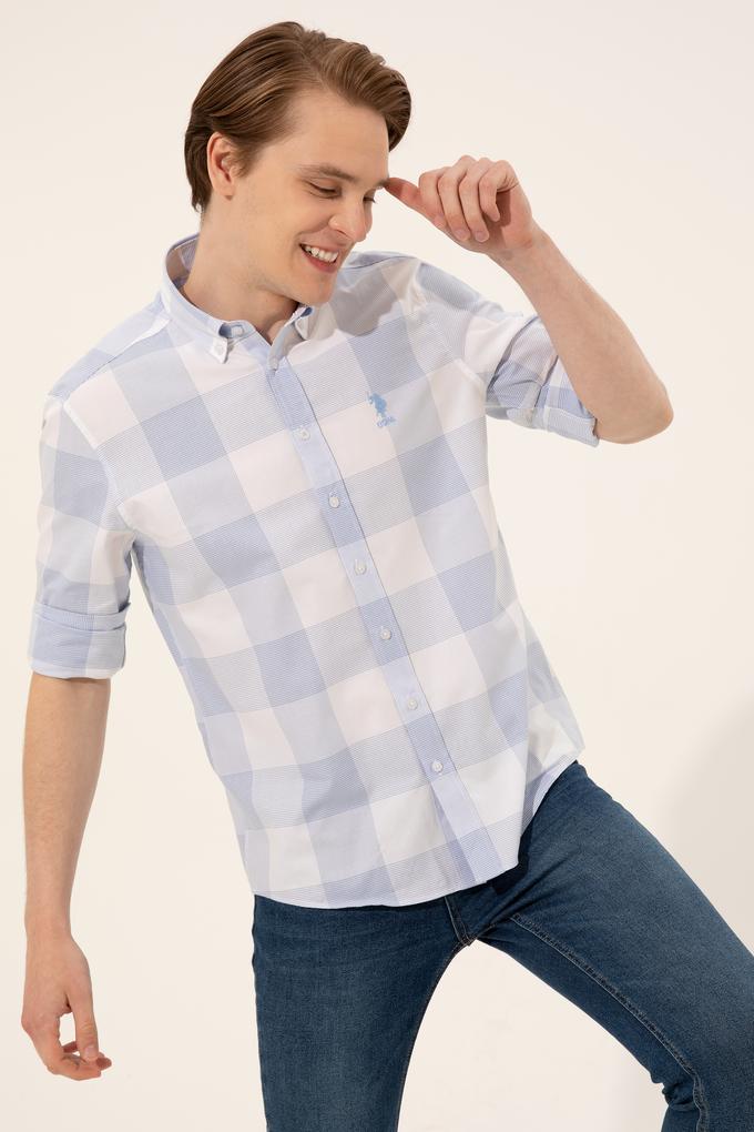 Erkek Mavi Uzun Kollu Gömlek