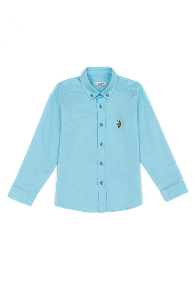 Erkek Çocuk Turkuaz Uzun Kollu Basic Gömlek