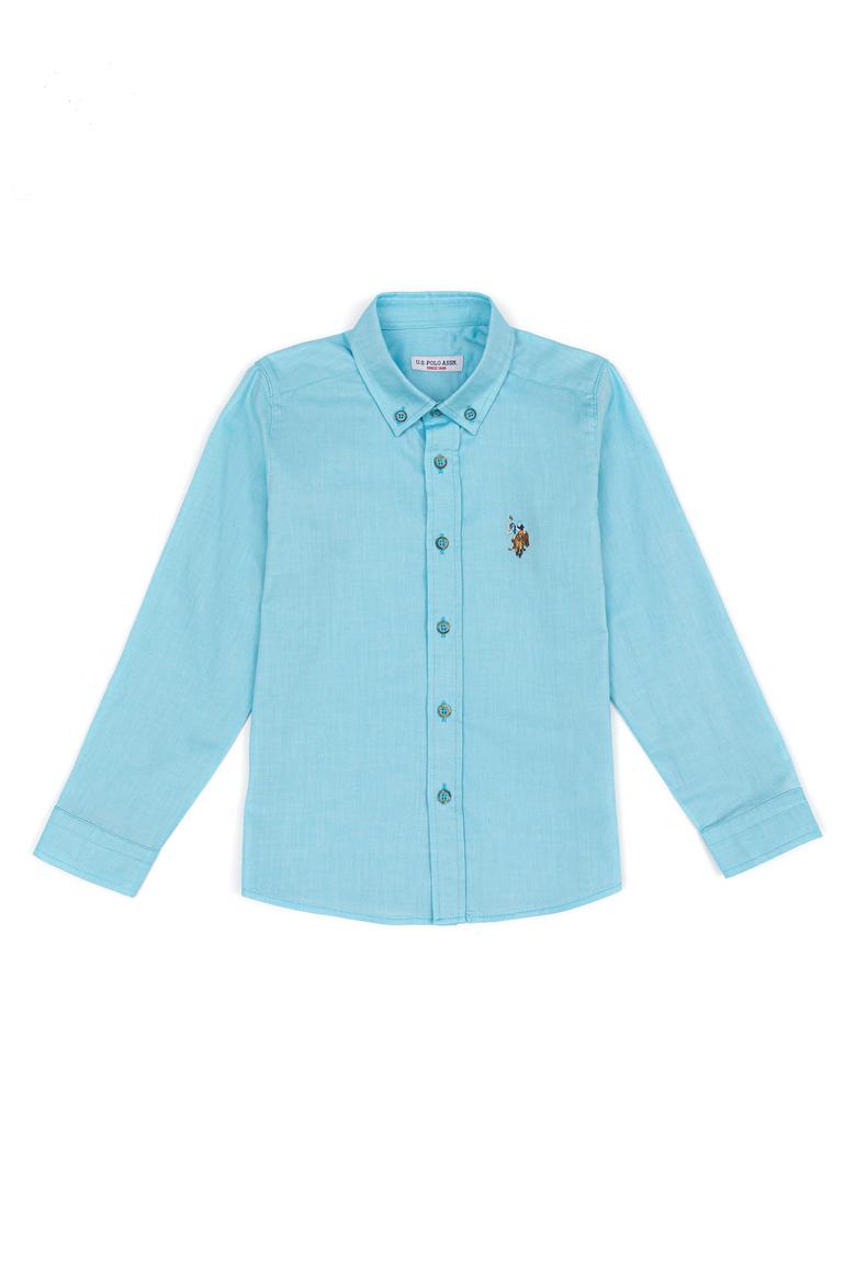 Erkek Çocuk Turkuaz Uzun Kollu Basic Gömlek