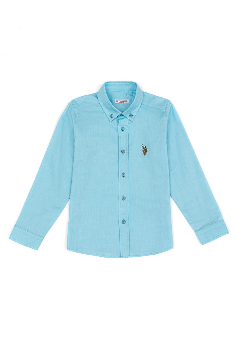 Erkek Çocuk Turkuaz Uzun Kollu Basic Gömlek