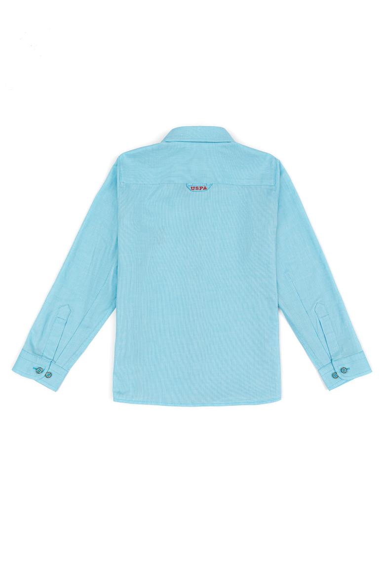 Erkek Çocuk Turkuaz Uzun Kollu Basic Gömlek - 50247649068