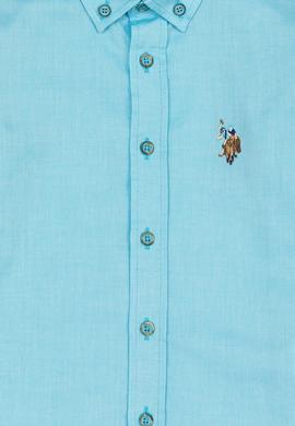 Erkek Çocuk Turkuaz Uzun Kollu Basic Gömlek - 50247649068