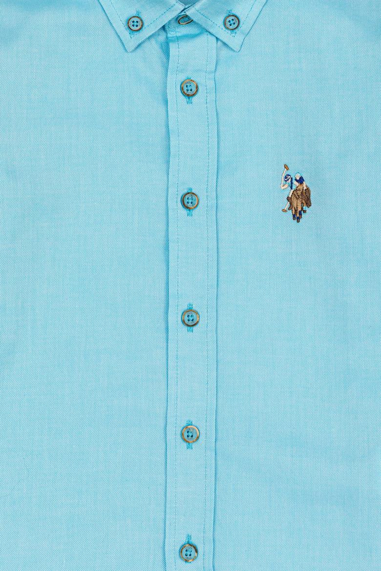 Erkek Çocuk Turkuaz Uzun Kollu Basic Gömlek - 50247649068