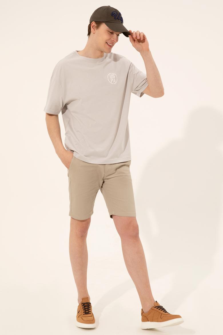 Erkek Gri Oversize Bisiklet Yaka Tişört - 50252089019