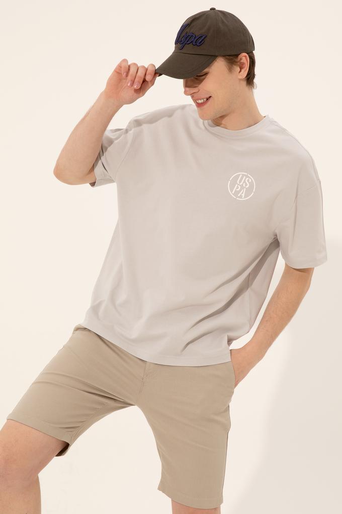 Erkek Gri Oversize Bisiklet Yaka Tişört