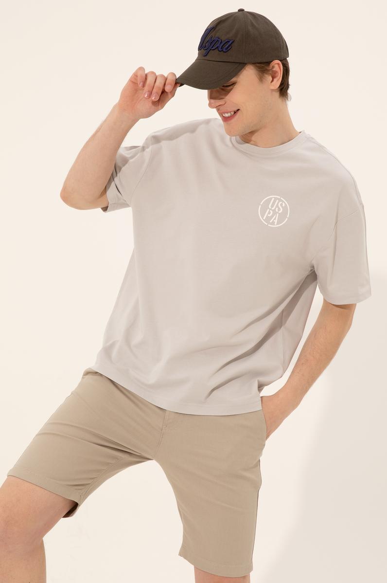 Erkek Gri Oversize Bisiklet Yaka Tişört