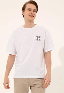 Erkek Beyaz Oversize Bisiklet Yaka Tişört - 50252089001