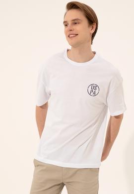 Erkek Beyaz Oversize Bisiklet Yaka Tişört - 50252089001