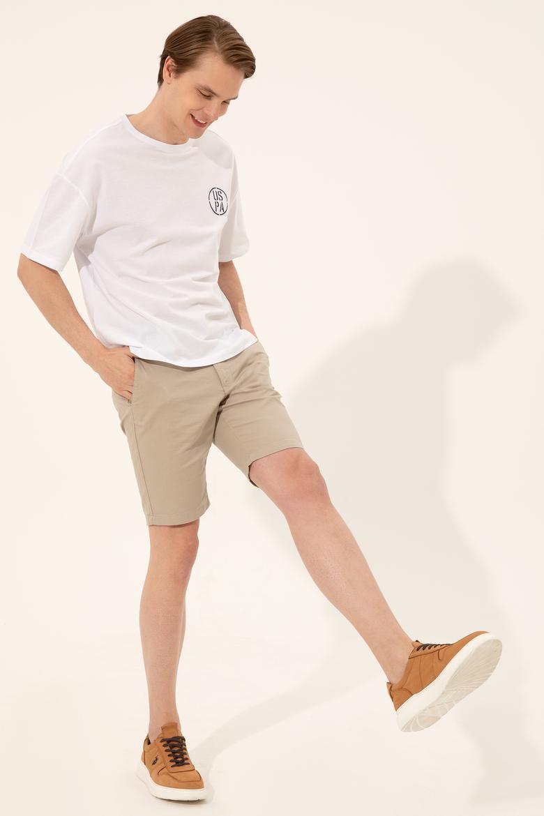 Erkek Beyaz Oversize Bisiklet Yaka Tişört - 50252089001