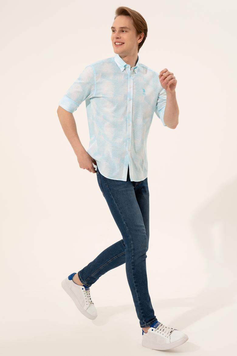 Erkek Turkuaz Gömlek Uzunkol - 50247483012