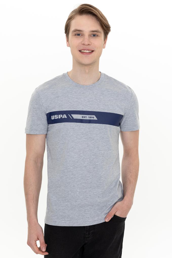 Erkek Gri Melanj Bisiklet Yaka Tişört