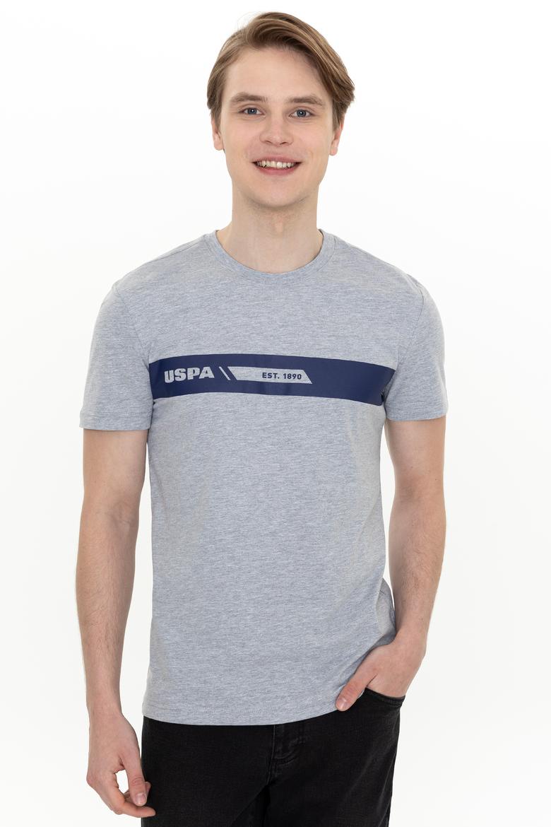 Erkek Gri Melanj Bisiklet Yaka Tişört