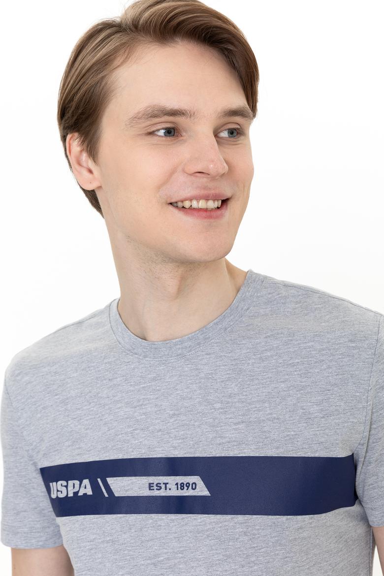 Erkek Gri Melanj Bisiklet Yaka Tişört - 50247327033