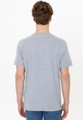 Erkek Gri Melanj Bisiklet Yaka Tişört - 50247329037