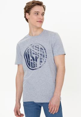 Erkek Gri Melanj Bisiklet Yaka Tişört - 50247329037