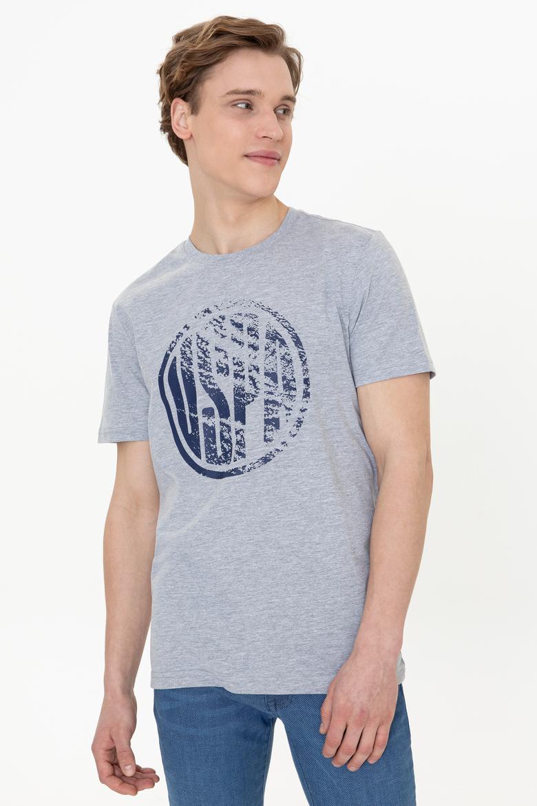 Erkek Gri Melanj Bisiklet Yaka Tişört - 50247329037