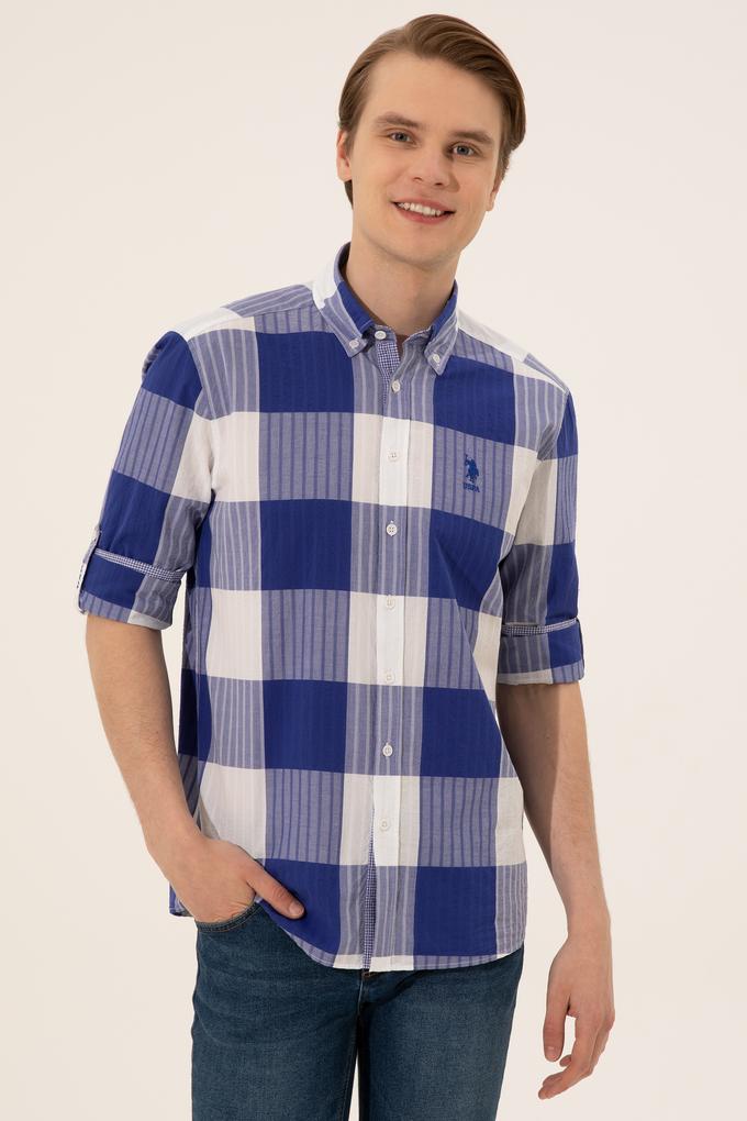 Erkek Mavi Uzun Kollu Gömlek