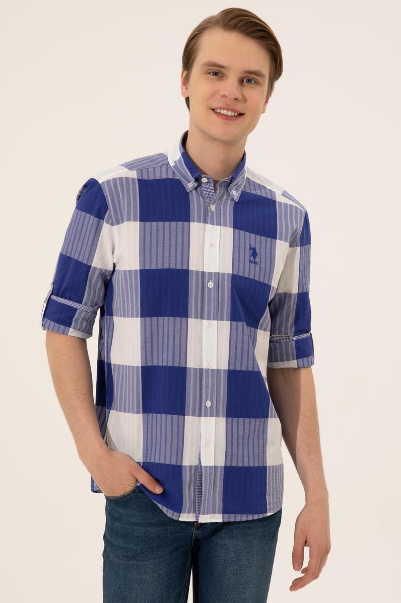 Erkek Mavi Uzun Kollu Gömlek