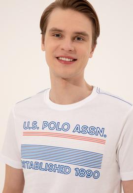 Erkek Beyaz Bisiklet Yaka Tişört - 50246309008