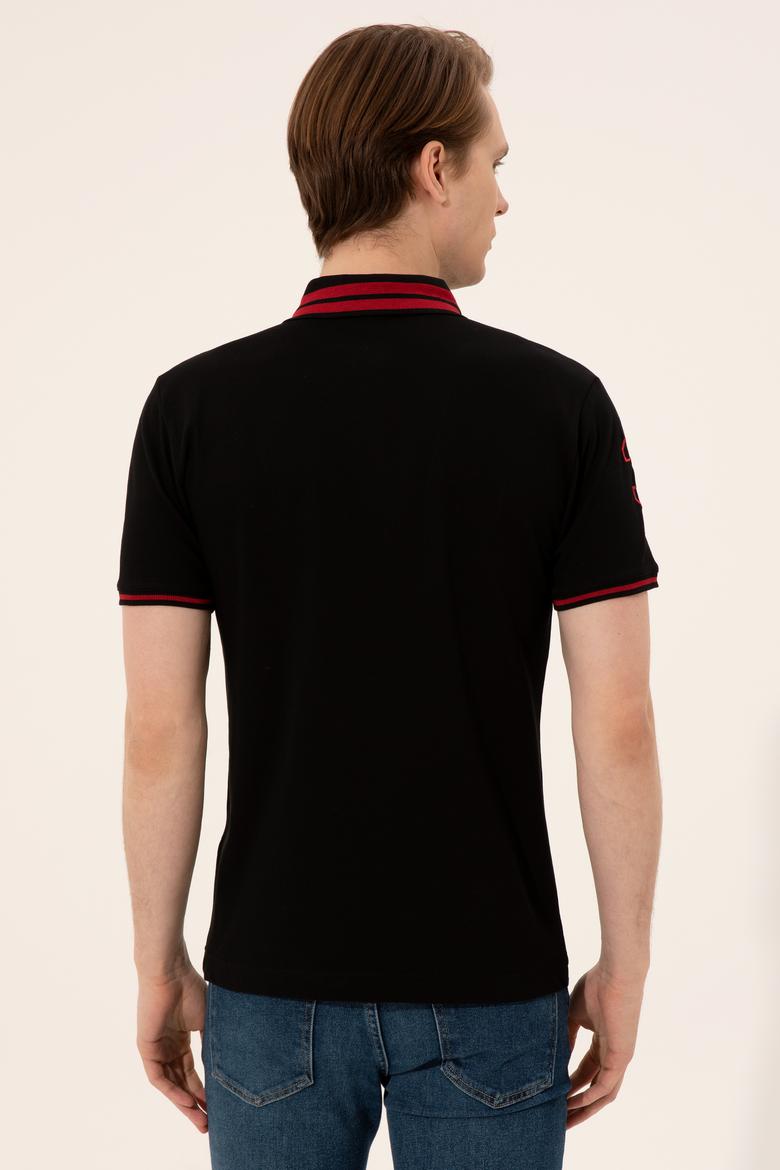 Erkek Siyah Polo Yaka Basic T-Shirt - 50249145037