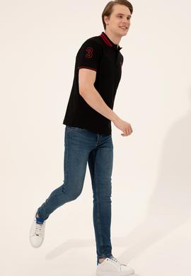 Erkek Siyah Polo Yaka Basic T-Shirt - 50249145037