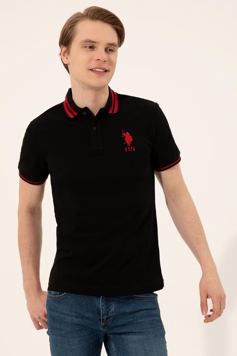 Erkek Siyah Polo Yaka Basic T-Shirt