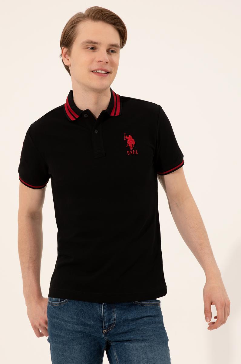 Erkek Siyah Polo Yaka Basic T-Shirt